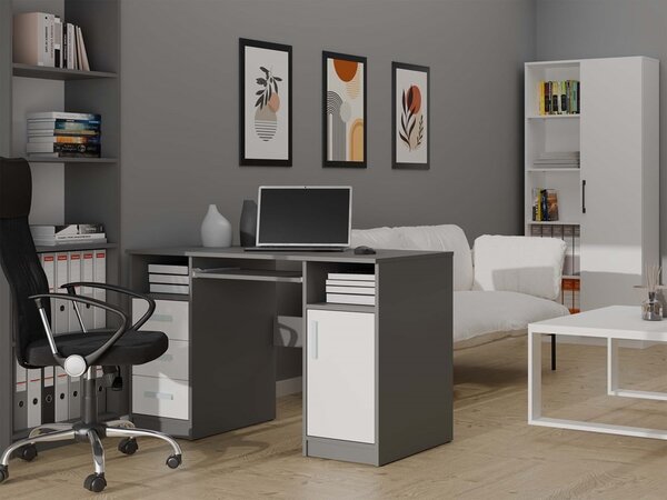 TP Living Psací stůl DELTA 120 cm antracitový/bílý