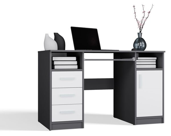 TP Living Psací stůl DELTA 120 cm antracitový/bílý