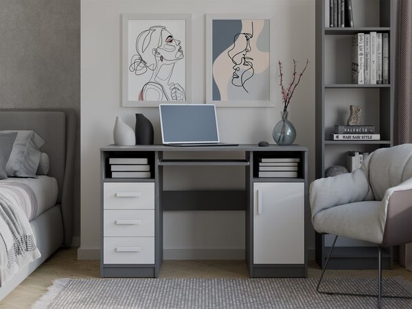 TP Living Psací stůl DELTA 120 cm antracitový/bílý