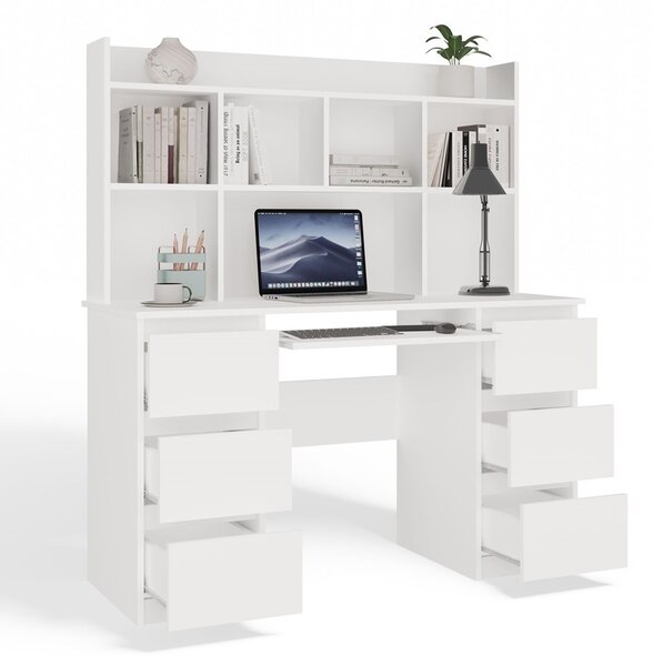 TP Living Psací stůl s nástavbou KUBA 130 cm bílý