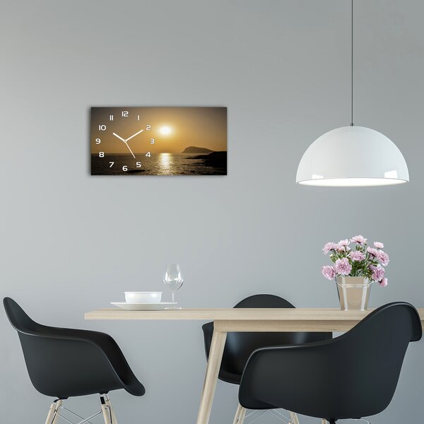 Skleněné hodiny na stěnu Západ slunce moře pl_zsp_60x30_f_94820820