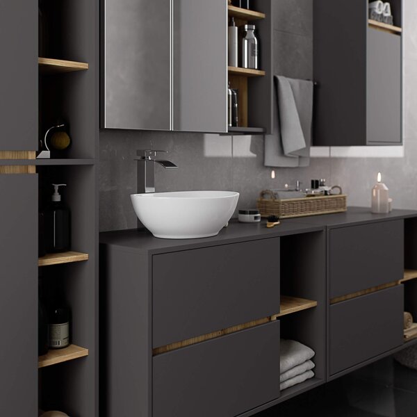 Ak furniture Závěsná skříňka pod umyvadlo VAMI 90 cm grafitová/dub artisan