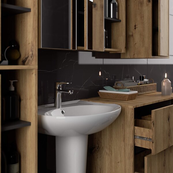 Ak furniture Závěsná koupelnová skříňka VAMI 50 cm dub artisan/šedý grafit