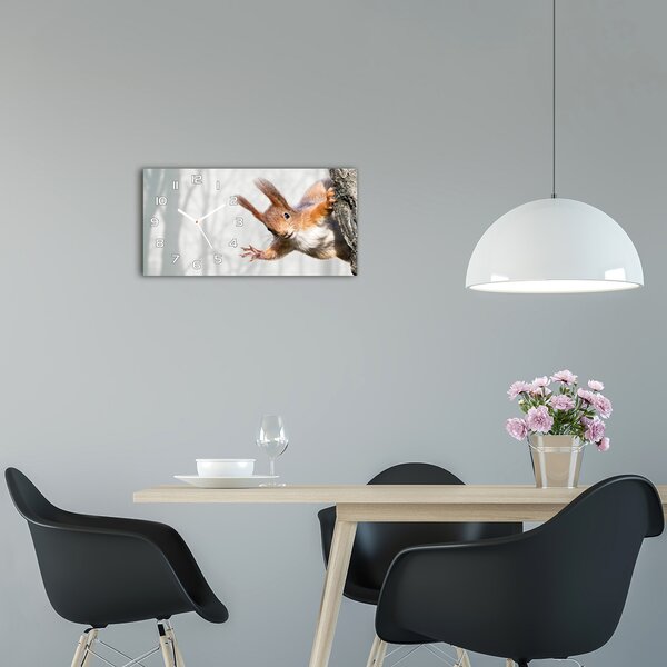 Moderní skleněné hodiny na stěnu Veverka pl_zsp_60x30_f_97008260