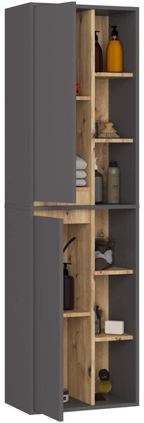 Ak furniture Závěsná koupelnová skříňka VAMI 50 cm šedý grafit/dub artisan