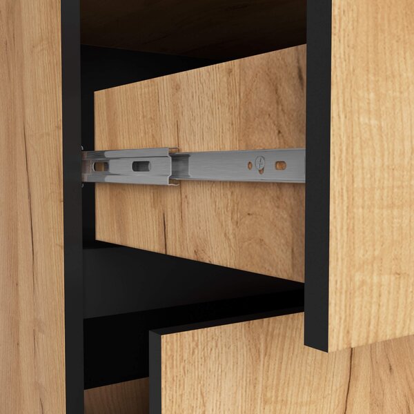Ak furniture Závěsná skříňka pod umyvadlo VAMI s otvory 90 cm dub craft/černá