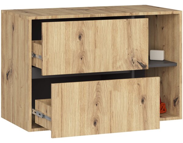 Ak furniture Závěsná skříňka pod umyvadlo VAMI 90 cm dub artisan/grafitová