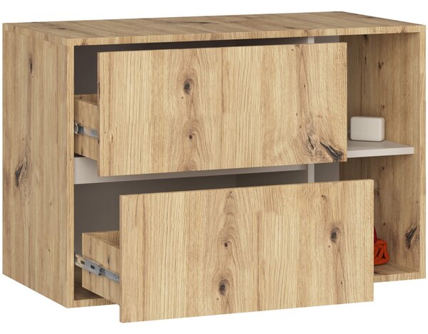 Ak furniture Závěsná skříňka pod umyvadlo VAMI 90 cm dub artisan/kašmírová