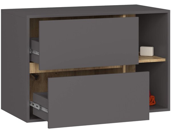 Ak furniture Závěsná skříňka pod umyvadlo VAMI 90 cm grafitová/dub artisan