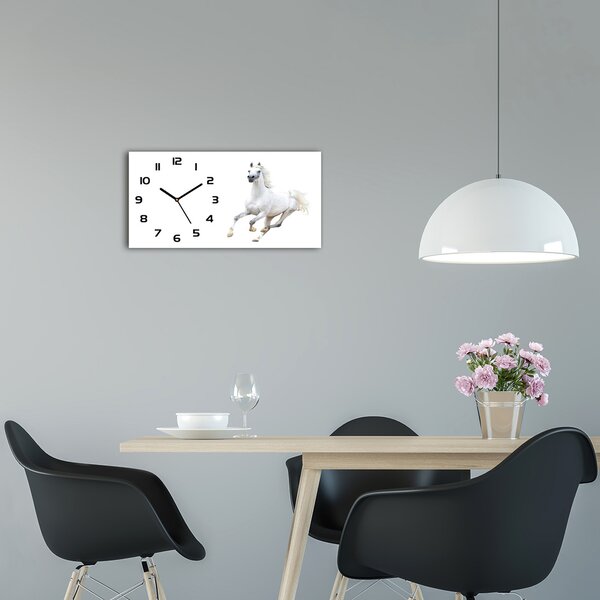 Skleněné hodiny na stěnu Bílý arabský kůň pl_zsp_60x30_f_99028092
