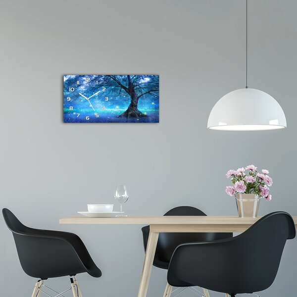 Skleněné hodiny na stěnu tiché Tajuplný les pl_zsp_60x30_f_98859599