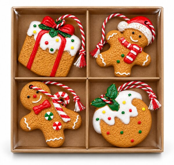 Sada 4 ks vánočních ozdob COOKIE CHRISTMAS 6 cm