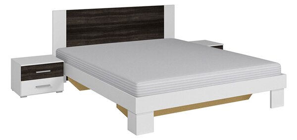 Manželská postel 180 cm Verwood Typ 52 (bílá + ořech) (s noč. stolky). Vlastní profesionální přeprava až k Vám domů 602007