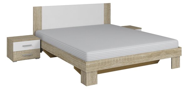 Manželská postel 160 cm Verwood Typ 51 (sonoma + bílá) (s noč. stolky). Vlastní profesionální přeprava až k Vám domů 602010