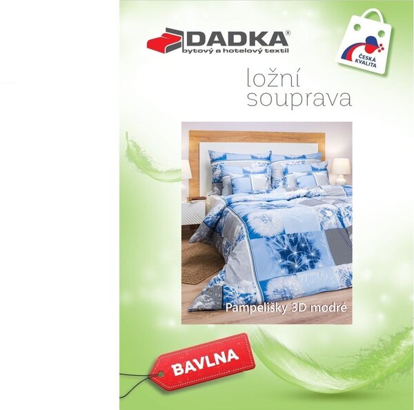 Bavlněné povlečení Pampelišky 3D modré 140x200, 70x90 cm