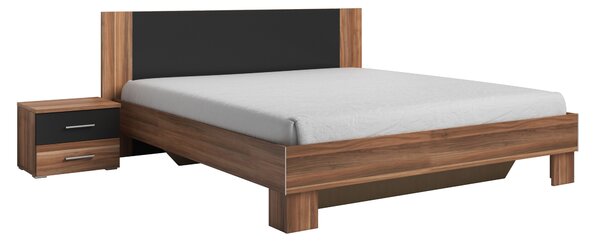 Manželská postel 160 cm Verwood Typ 51 (ořech + černá) (s noč. stolky). Vlastní profesionální přeprava až k Vám domů 602014