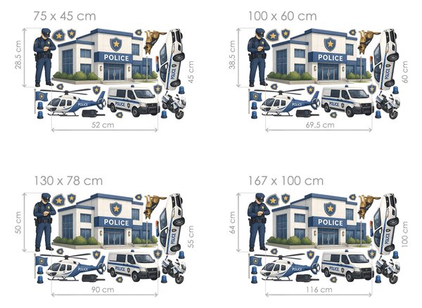 Na stanici policie samolepky na zeď pro chlapce arch 75 x 45 cm