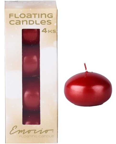 Emocio Plovoucí červené svíčky, 4 ks v krabičce