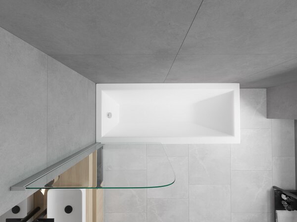 Mexen Cubik obdélníková vana 150 x 70 cm s krytem a 1dílnou zástěnou 70 cm, transparentní, chrom - 550315070X9007010100