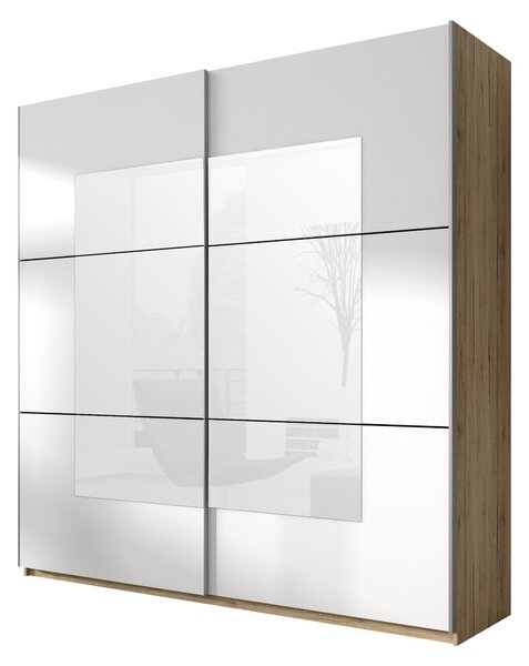 Šatní skříň Benson Typ 57 (san remo světlý + bílá + zrcadlo). 602075