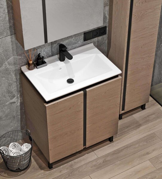 Lavedo Black Wood 60 koupelnová skříňka s umyvadlem
