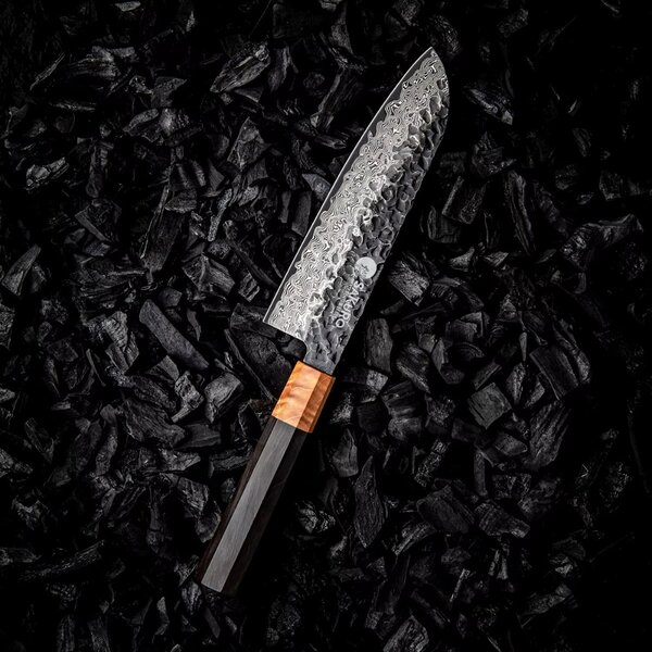 Santoku nůž z damaškové oceli SaKuRo Eben 2.0 17,5 cm