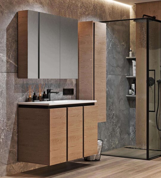 Lavedo Black Wood 100 zrcadlová skříňka do koupelny