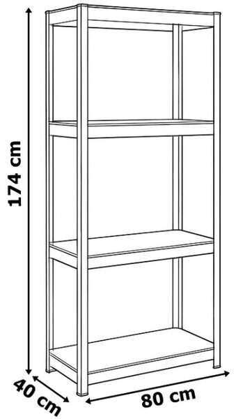 Regál 174x80x40 cm stříbrný