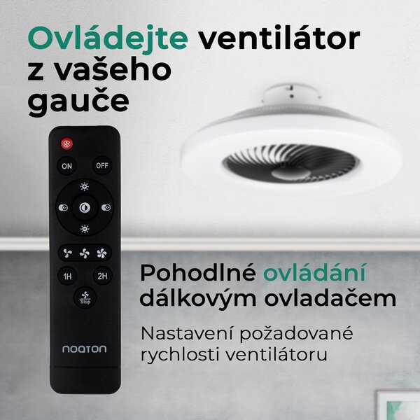 Noaton 12058B (2024) Triton, černá, stropní ventilátor se světlem (Použitý, Záruka 21 měsíců)