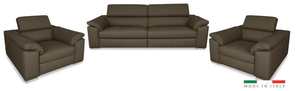 Moderní kožená sedací souprava LOREN II 3+1+1, sv. hnědá (romana - 2029 nut brown)