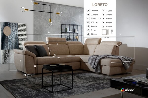 Eltap sedací souprava LORETO, rozkládací, rohová potahový materiál: basic, roh: pravý