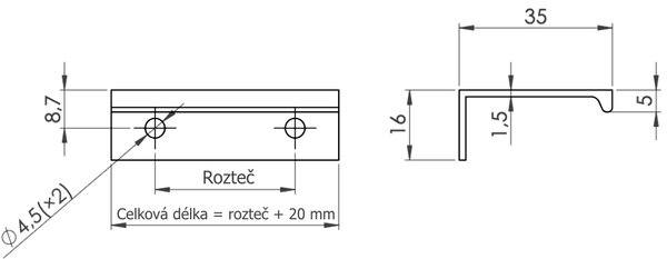In-Design Nábytková úchytka Bogota chrom lesk Rozteč úchytky (mm): 32