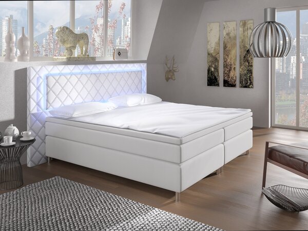 Manželská postel Boxspring 180 cm Pius (bílá) (s matracemi). 611050