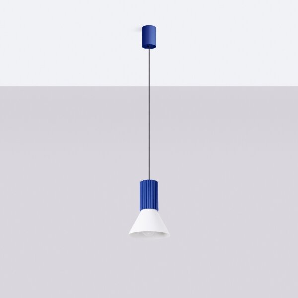 Sollux SL.1874 - Lustr na lanku ESTRIA 1xE14/10W/230V pr. 14 cm modrá