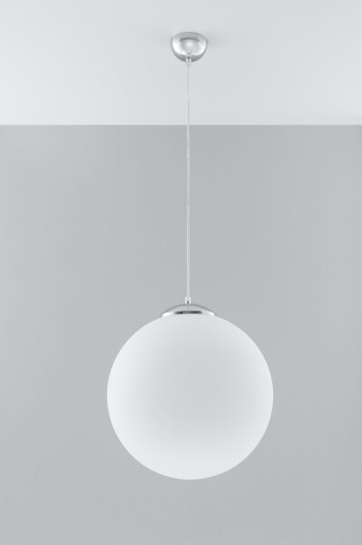Sollux SL.0265 - Lustr na lanku UGO 1xE27/15W/230V pr. 40 cm bílá/lesklý chrom