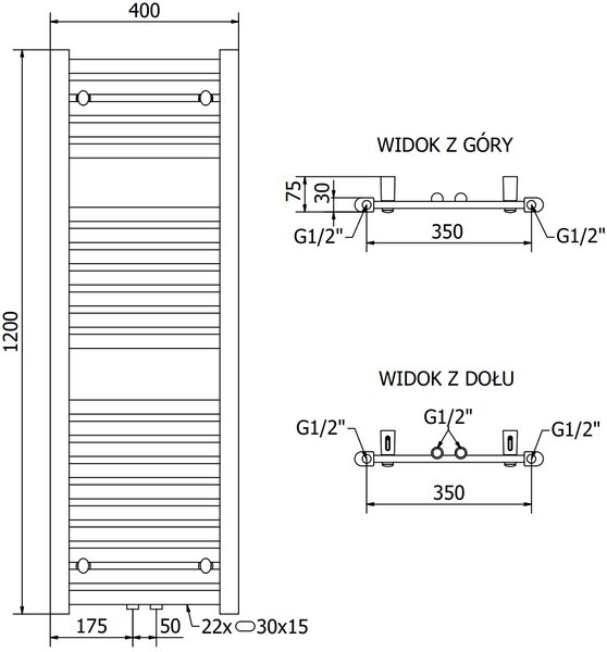 Mexen Hades, elektrické topné těleso 1200 x 400 mm, 600 W, antracitová, W104-1200-400-2600-66