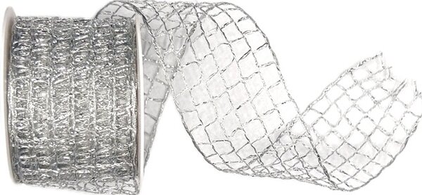 Stuha síťovaná CADILLAC SILVER stříbrná venkovní 40mm x 2m (14,-Kč/m)