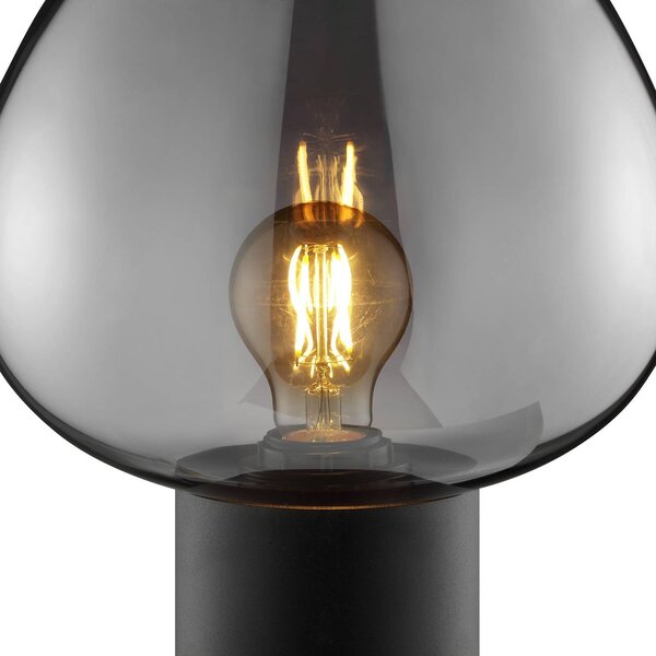Brilliant Stolní lampa Ligari, černá/kouřově šedá, výška 28 cm kov/sklo, Hliník / šedá / zinek, Obývací pokoj / jídelna, Sklo