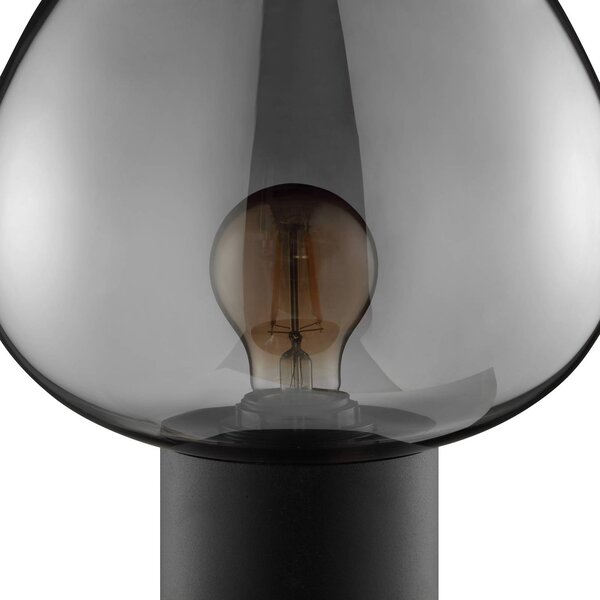 Brilliant Stolní lampa Ligari, černá/kouřově šedá, výška 28 cm kov/sklo, Hliník / šedá / zinek, Obývací pokoj / jídelna, Sklo