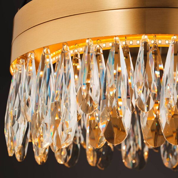 Brilliant LED stropní svítidlo Celestia, Ø 40 cm, mosazná barva, křišťál, stmívatelný, Mosaz / zlato, Obývací pokoj / jídelna, kov