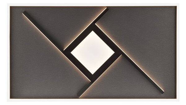Brilliant LED stropní svítidlo Hardy, délka 71 cm černá matná kov/látka, Černá, Obývací pokoj / jídelna, Textil / tkanina / hedvábí, Moderní