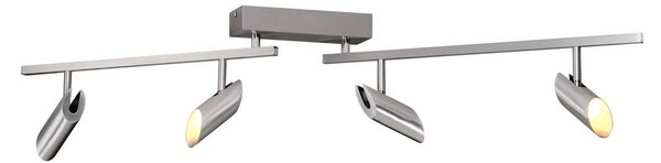 Brilliant LED stropní bodové světlo Risell, délka 104 cm, hliníková barva, stmívatelný, Hliník / šedá / zinek, Obývací pokoj / jídelna, Hliník, Moderní