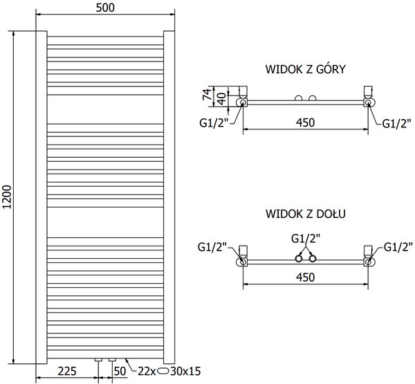 Mexen Hades, elektrické topné těleso 1200 x 500 mm, 600 W, zlatá lesklá, W104-1200-500-2600-50
