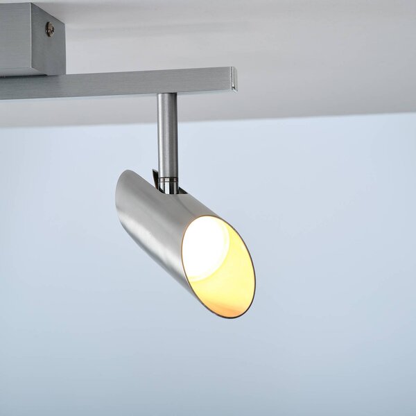 Brilliant LED stropní bodové světlo Risell, délka 35 cm, hliníková barva, stmívatelný, Hliník / šedá / zinek, Obývací pokoj / jídelna, Hliník, Moderní