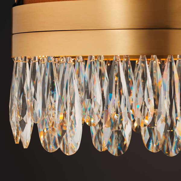 Brilliant LED stropní svítidlo Celestia, Ø 40 cm, mosazná barva, křišťál, stmívatelný, Mosaz / zlato, Obývací pokoj / jídelna, kov