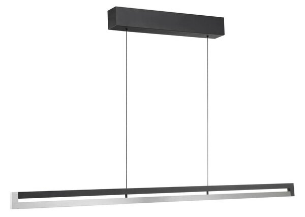 Brilliant Závěsné světlo LED Pulse, délka 120 cm, černé, kov, stmívatelný, Černá, Obývací pokoj / jídelna, kov, Moderní
