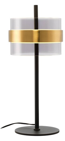Brilliant LED stolní lampa Inside, mosazná/kouřově šedá, výška 49 cm, stmívatelný, Hliník / šedá / zinek, Obývací pokoj / jídelna, kov