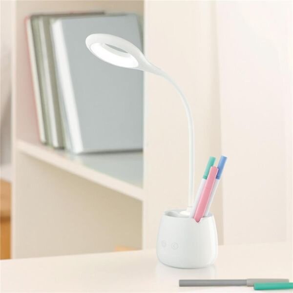 Nabíjecí stmívatelná LED stolní lampa 5W 200lm studená, s držákem na tužky a mobil