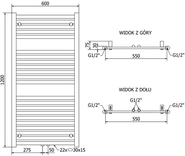 Mexen Hades, elektrické topné těleso 1200 x 600 mm, 900 W, bílá, W104-1200-600-2900-20