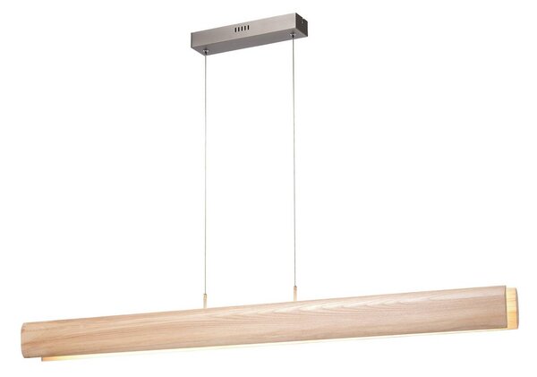 Brilliant Závěsné světlo LED Monterra, délka 100 cm, světle hnědá, dřevo, stmívatelný, Světlé dřevo, Obývací pokoj / jídelna, Dřevo
